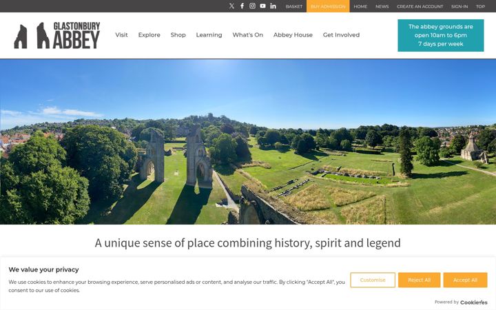 Screenshot of glastonburyabbey.com