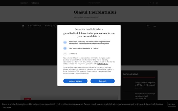Screenshot of glasulfierbintiului.ro