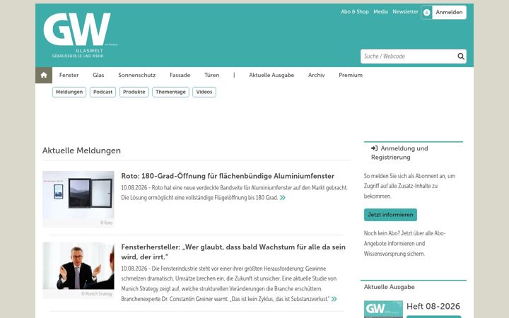 Screenshot of glaswelt.de