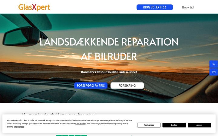 Screenshot of glasxpert.dk