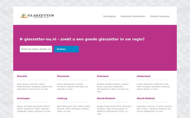 Screenshot of glaszetter-nu.nl
