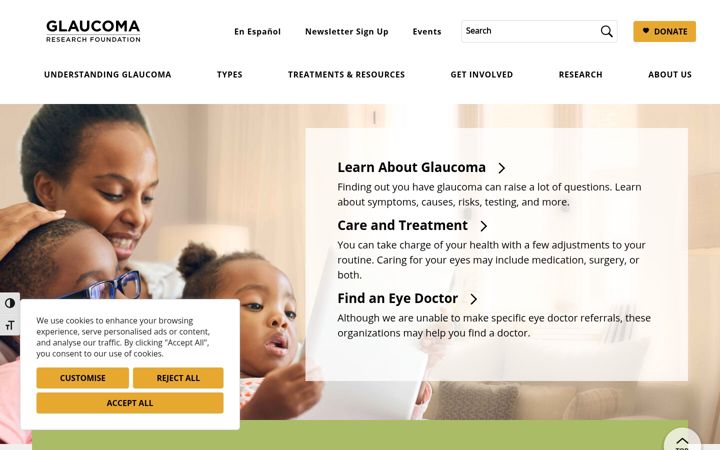 Screenshot of glaucoma.org