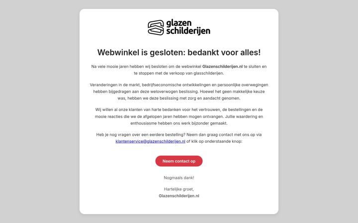 Screenshot of glazenschilderijen.nl