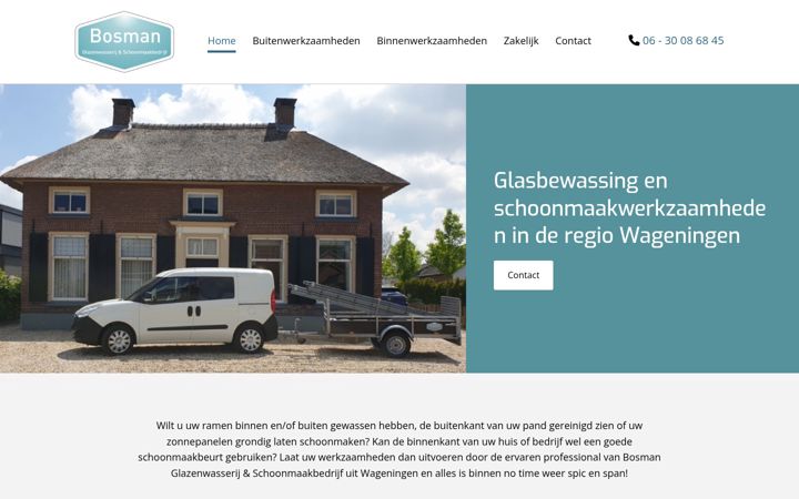 Screenshot ta' glazenwasserwageningen.nl