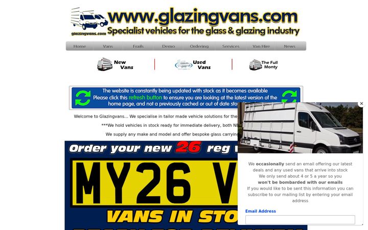 Screenshot of glazingvans.com