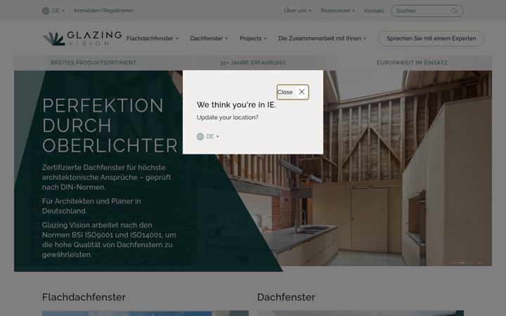Screenshot of glazingvision.de