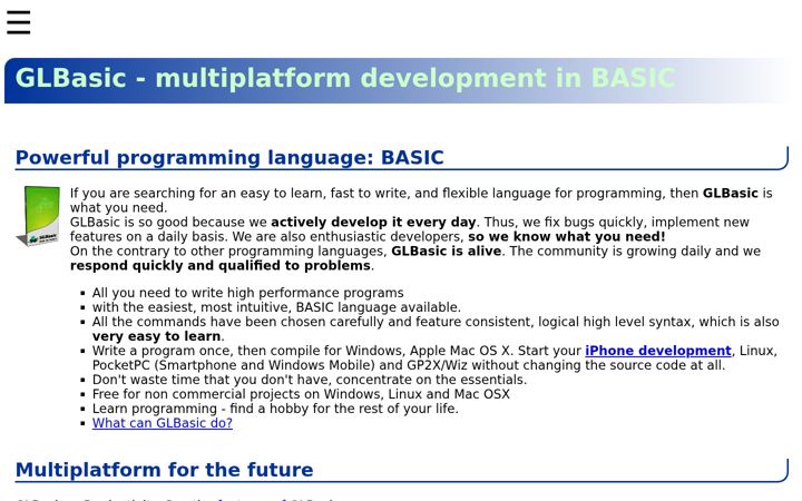 Screenshot of glbasic.com