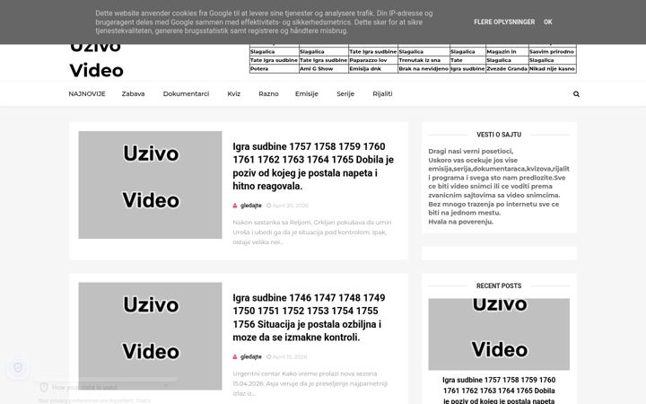 Screenshot of gledajte.com