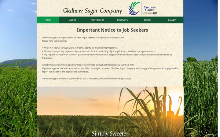 Screenshot of gledhowsugar.com