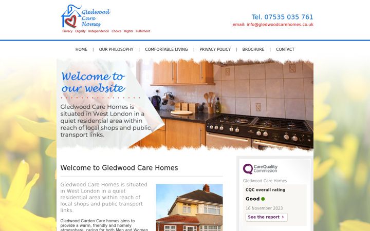 Screenshot of gledwoodcarehomes.com