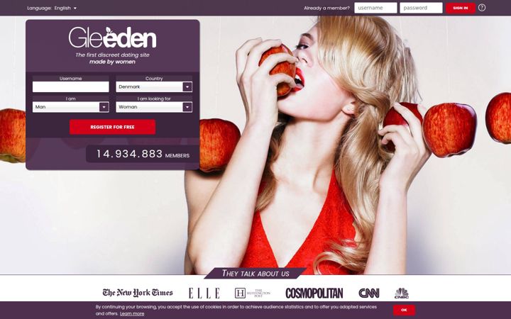 Screenshot of gleeden.com