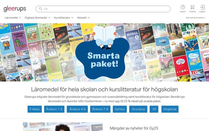 Screenshot of gleerups.se