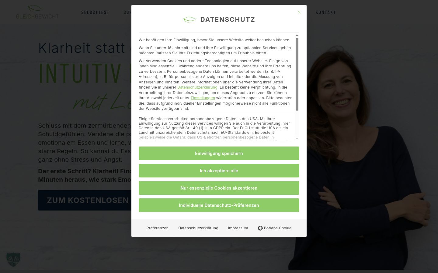 Screenshot of the consent banner shown before any interaction