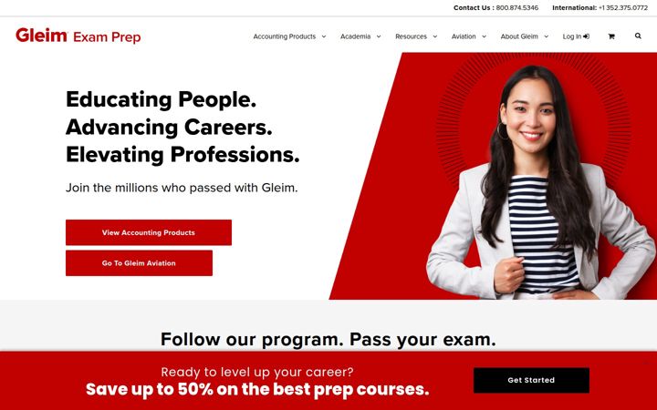 Screenshot of gleim.com