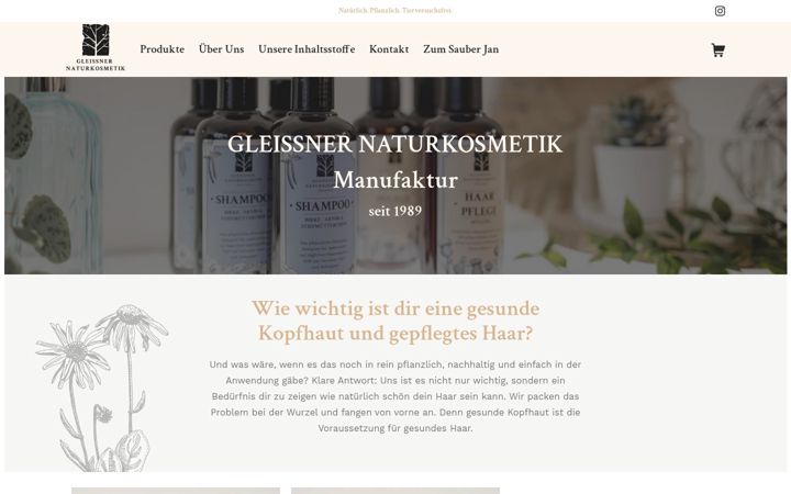 Screenshot of gleissner-naturkosmetik.de
