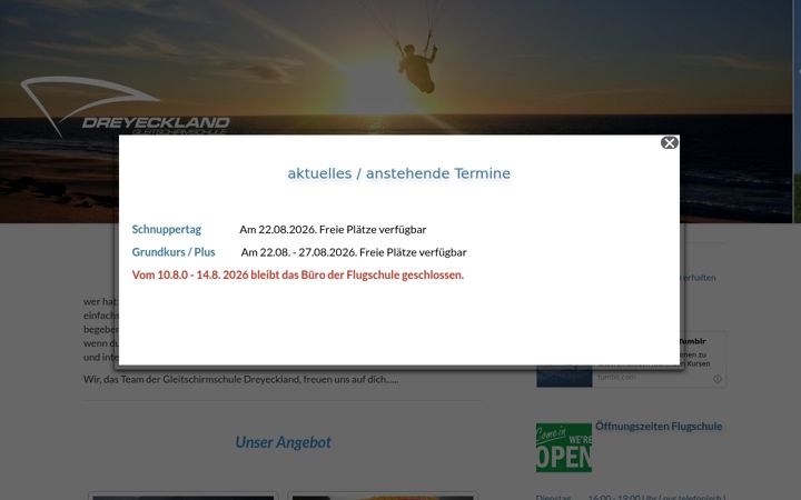 Screenshot of gleitschirmschule-dreyeckland.de