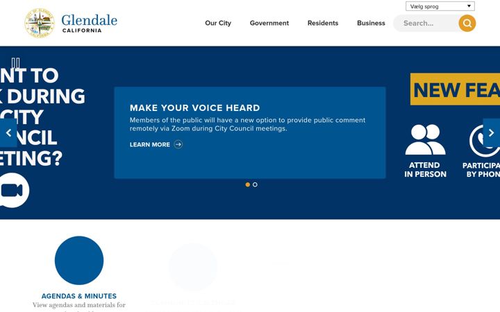 Screenshot of glendaleca.gov