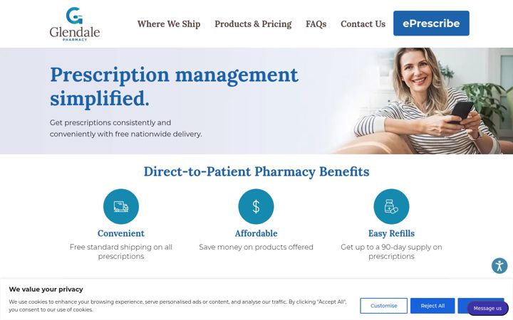 Screenshot of glendalepharmacy.com