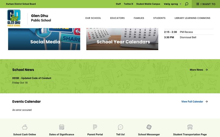 Screenshot of glendhu.ddsb.ca