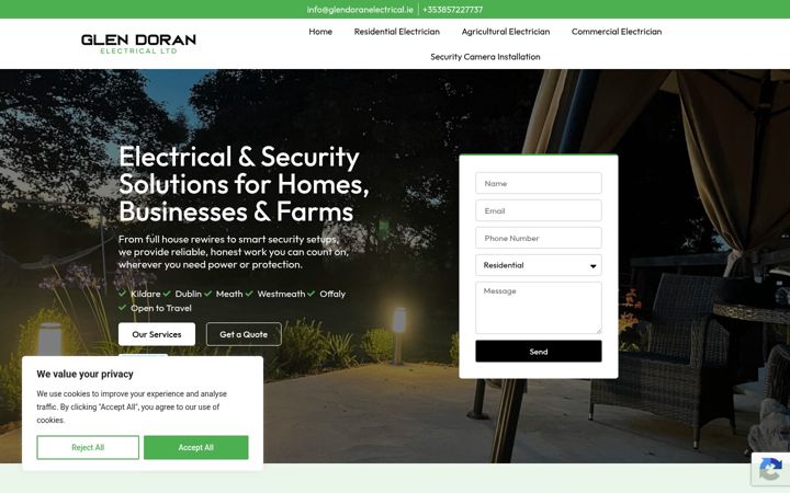 Screenshot of glendoranelectrical.ie