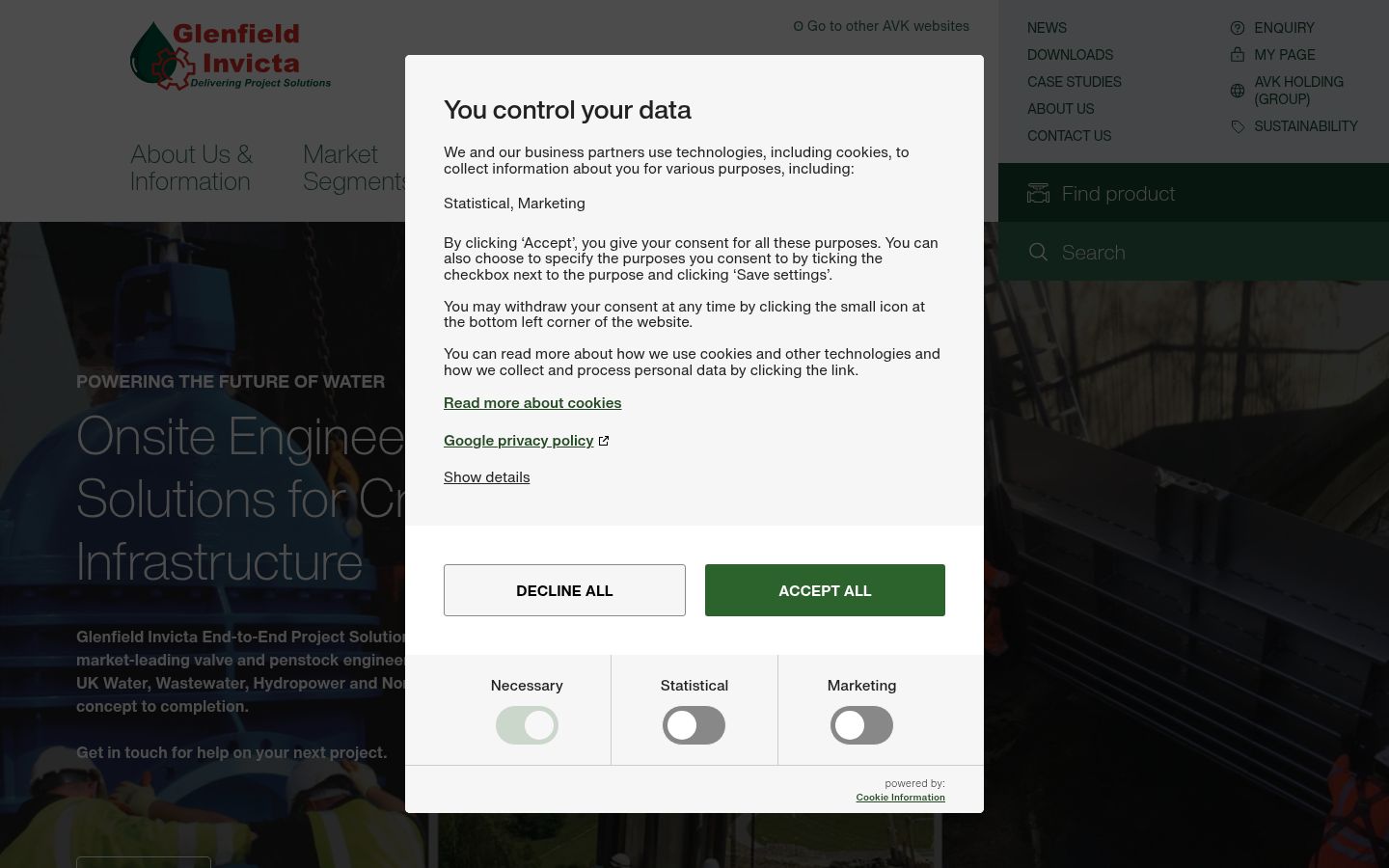 Screenshot of the consent banner shown before any interaction