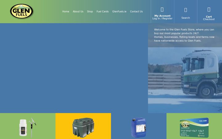 Screenshot of glenfuelsstore.ie