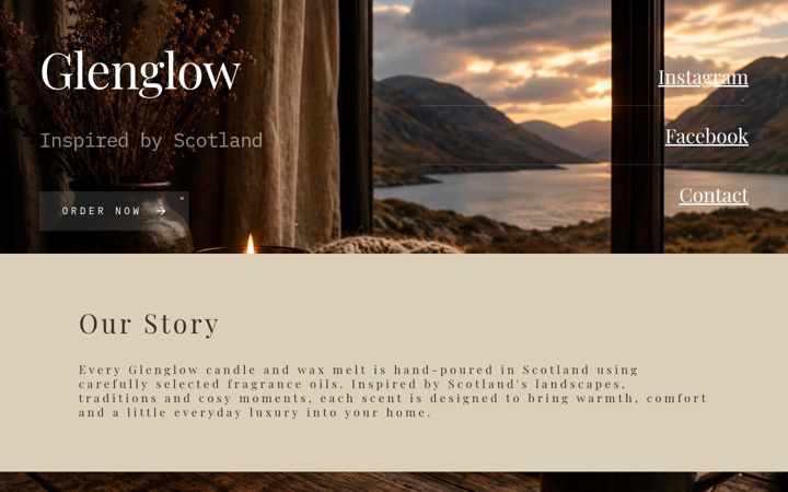 Skärmbild av glenglowcandles.com