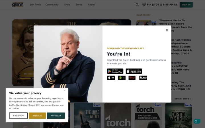 Screenshot of glennbeck.com