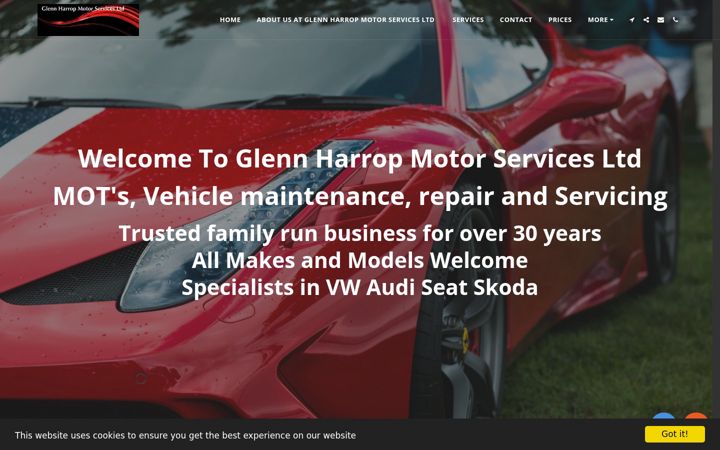 Screenshot of glennharropmotors.com