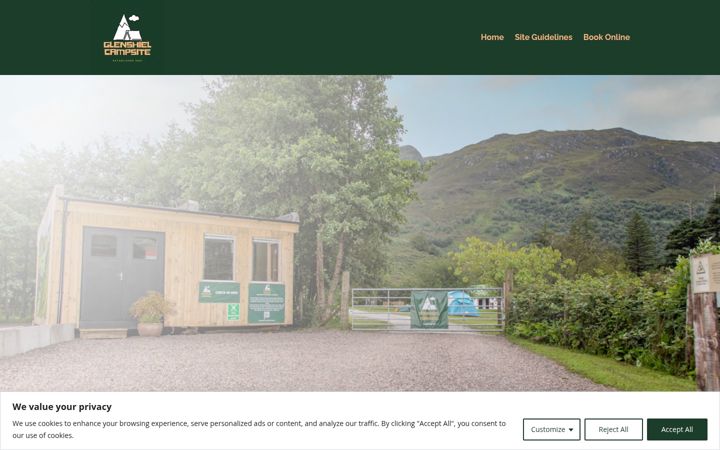 Screenshot of glenshielcampsite.co.uk