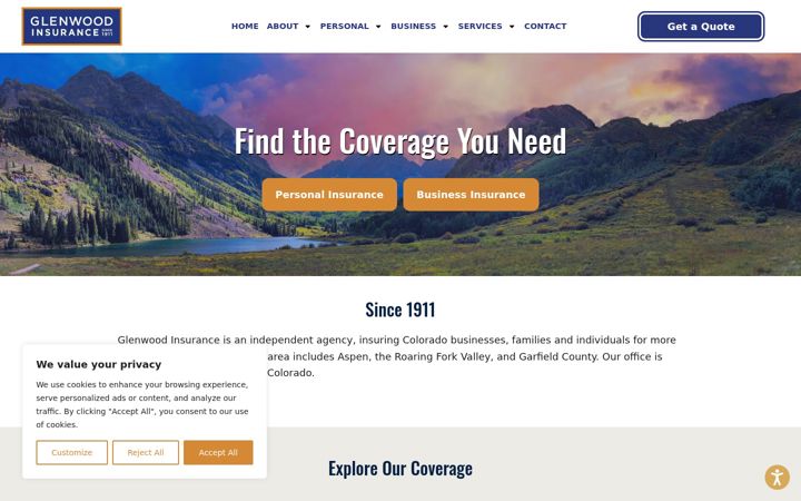 Screenshot of glenwoodinsurance.com