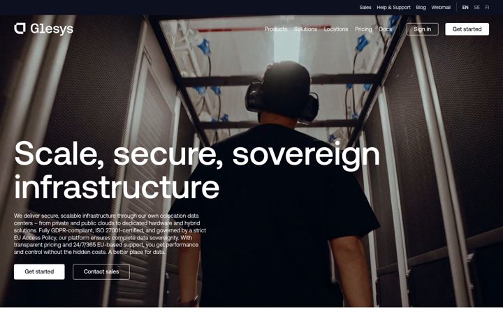 Screenshot of glesys.com