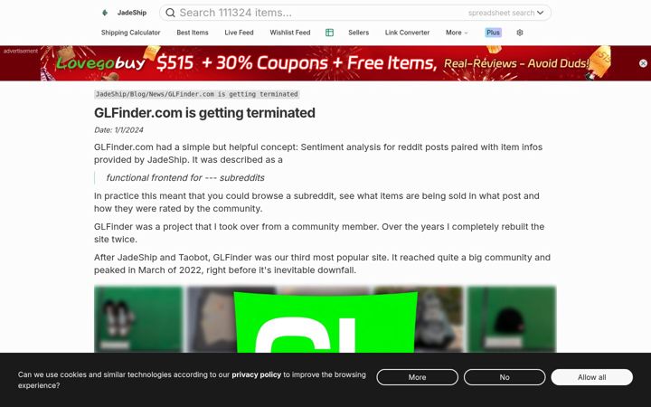 Screenshot of glfinder.com