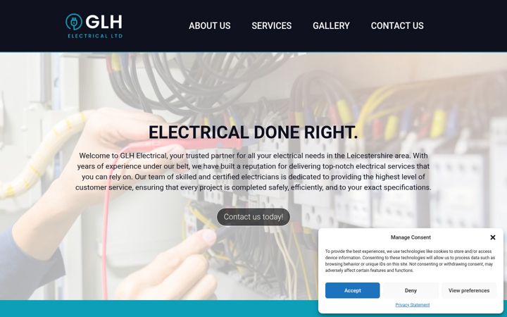 Screenshot of glhelectrical.co.uk
