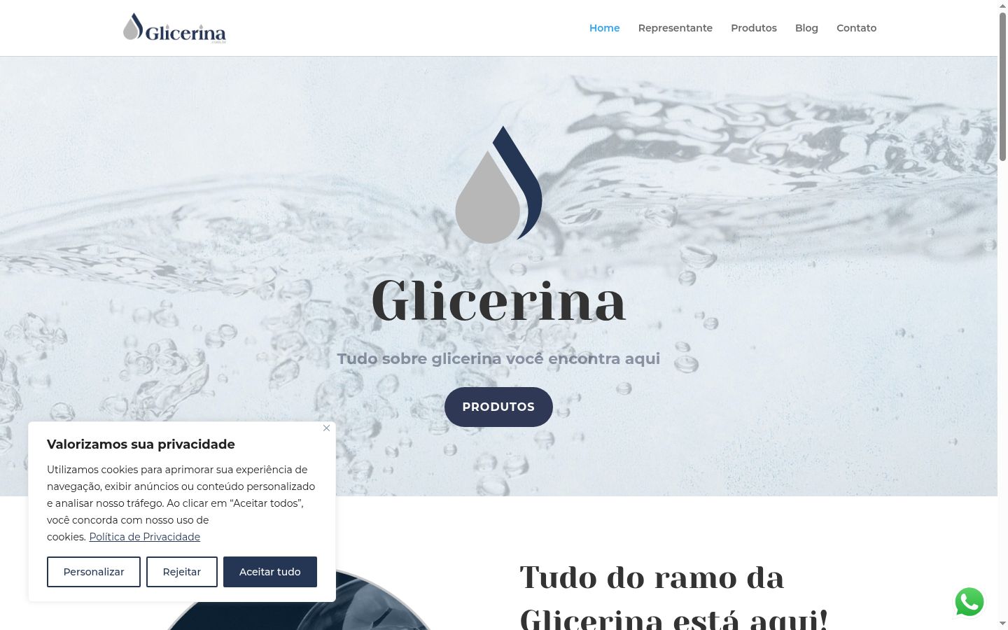 Captura de ecrã do banner de consentimento apresentado antes de qualquer interação