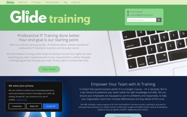 Screenshot of glidetraining.com