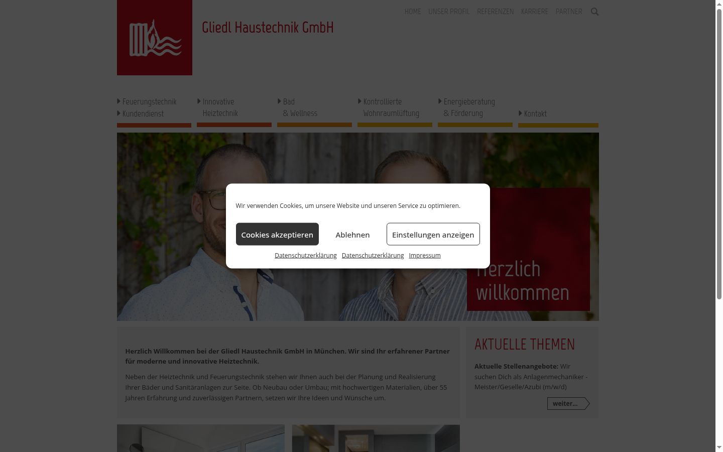 Screenshot van de toestemmingsbanner zoals getoond vóór enige interactie