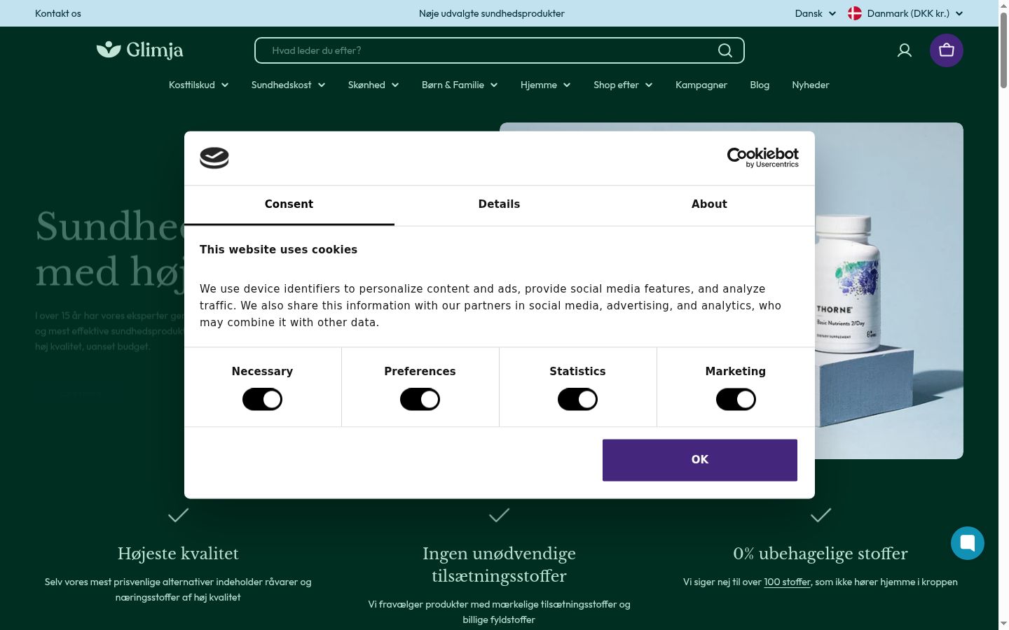 Sutikimo reklamjuostės, rodytos prieš bet kokią sąveiką, ekrano kopija