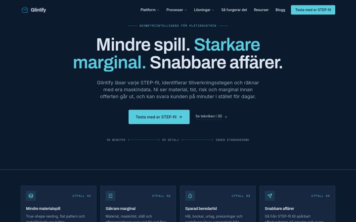 Screenshot of glintify.se