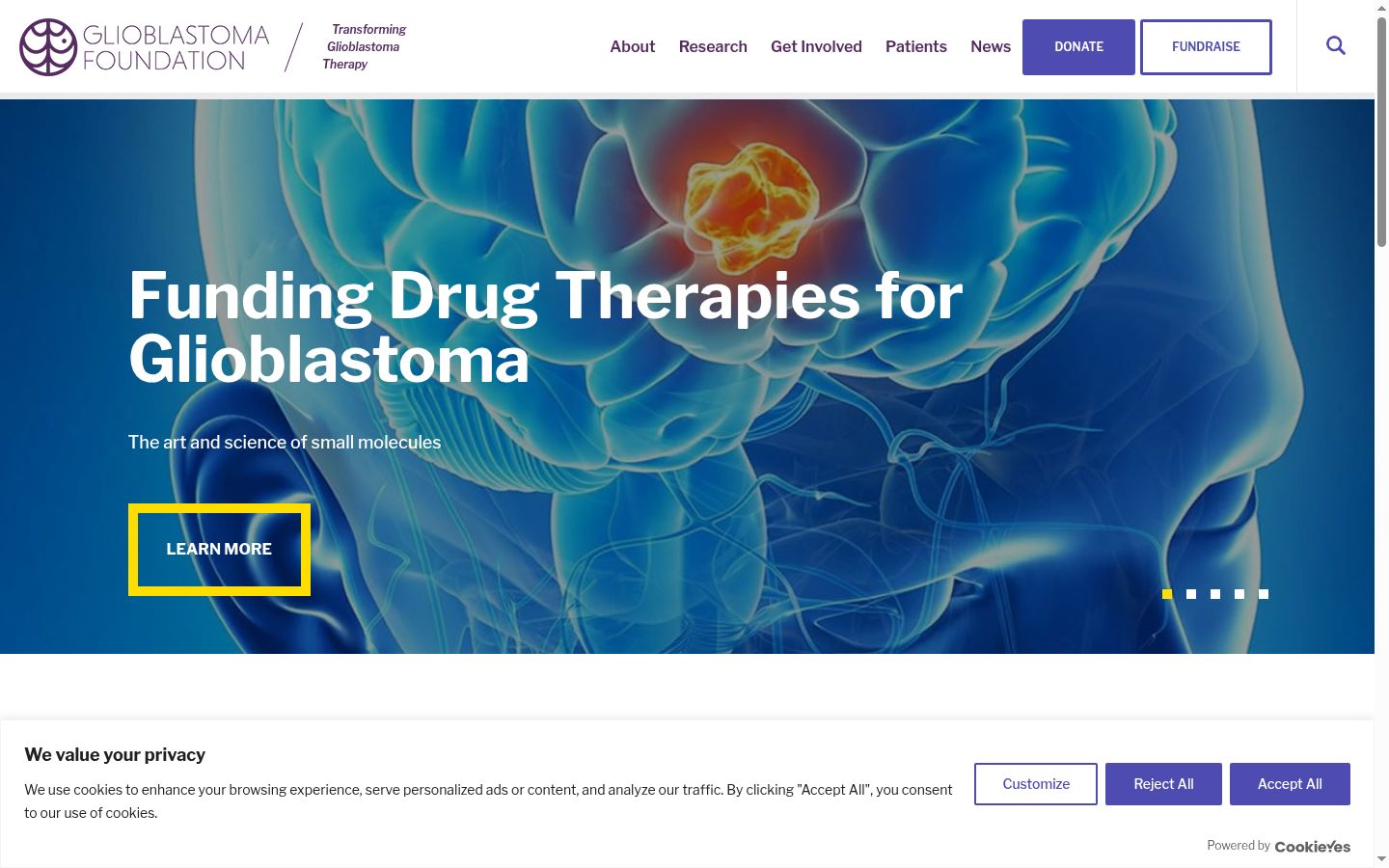 Screenshot of the consent banner shown before any interaction