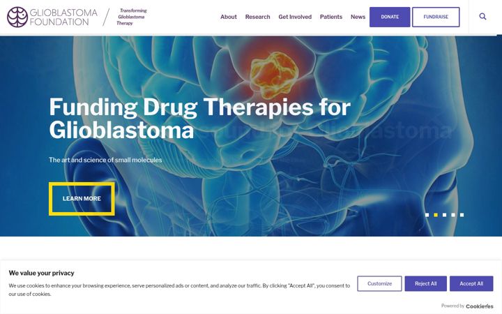 Screenshot of glioblastomafoundation.org