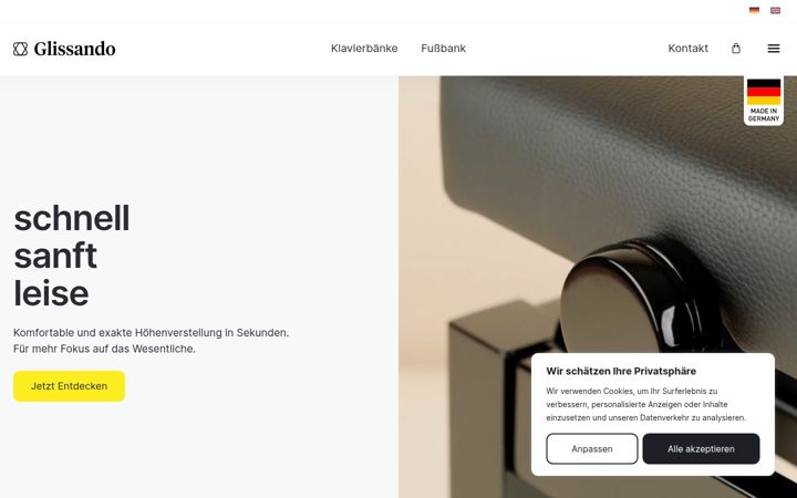 Screenshot of glissando-piano.de