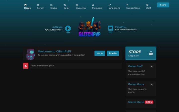 Screenshot of glitchpvp.com