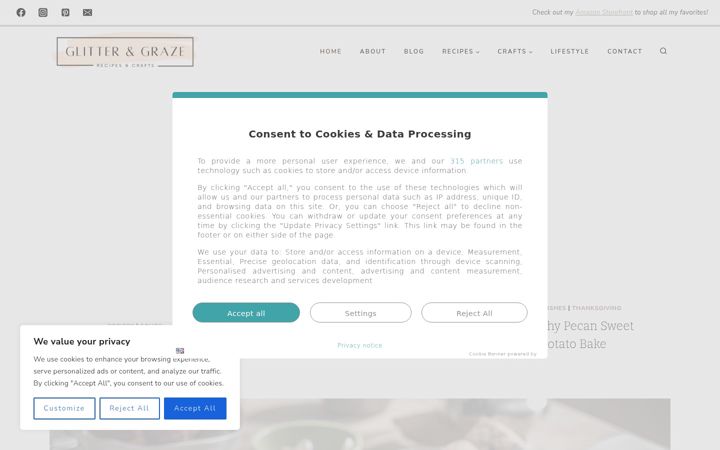 Screenshot of glitterandgraze.com