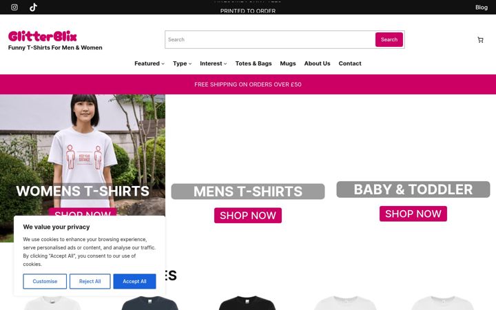 Screenshot of glitterblix.com