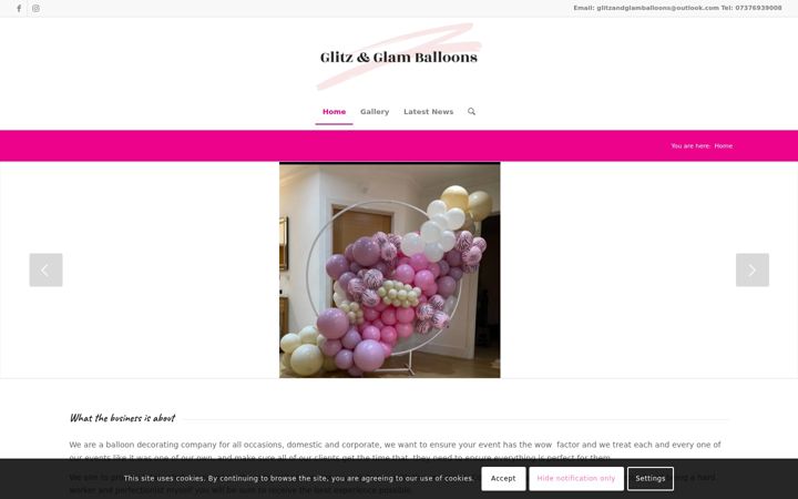 Screenshot of glitzandglamballoons.co.uk