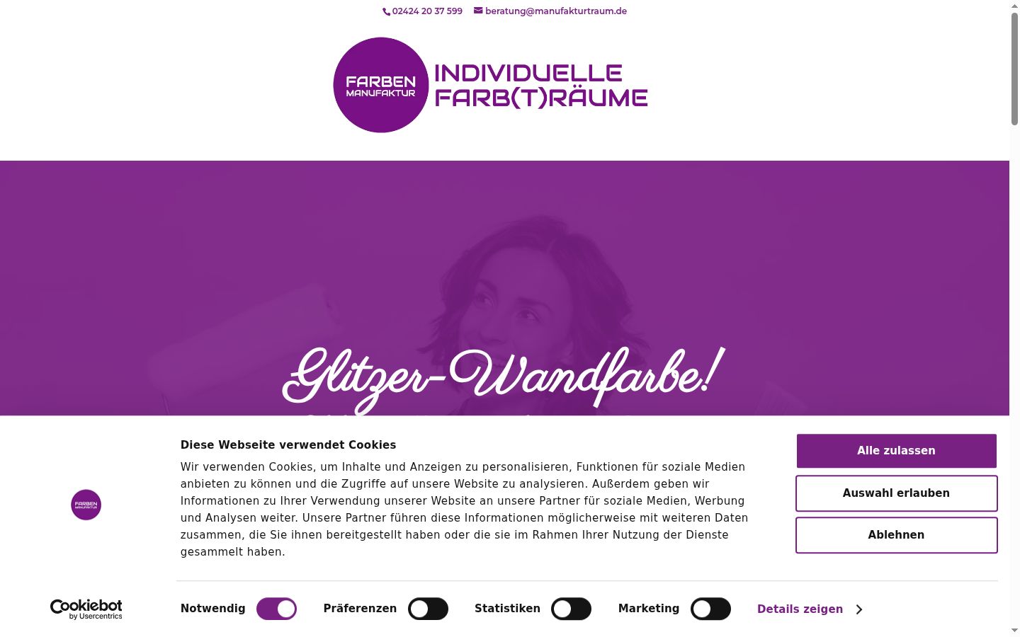 Screenshot des Einwilligungsbanners vor jeglicher Interaktion