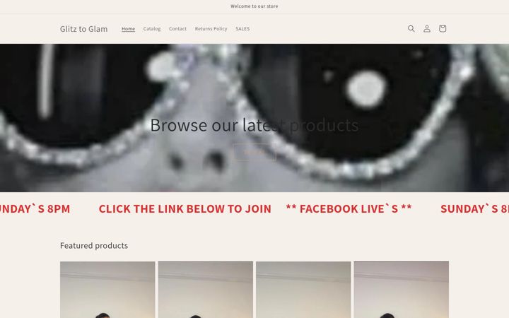Screenshot of glitztoglam.co.uk