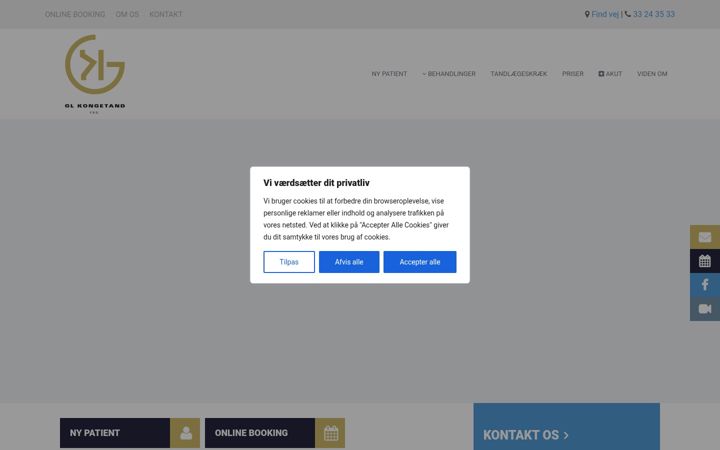 Screenshot of glkongetand.dk