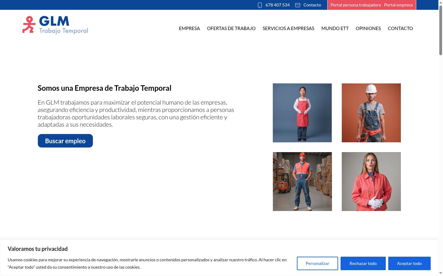 Captura de ecrã do banner de consentimento apresentado antes de qualquer interação